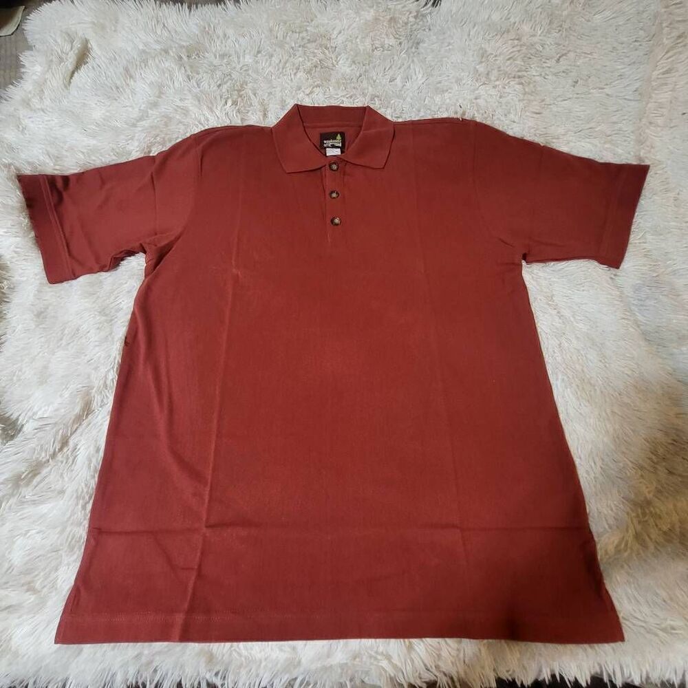 Men's short sleeve Rusty red polo henley tee t-shirt L